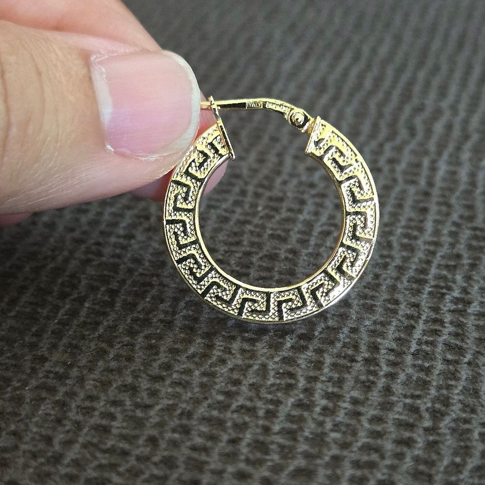 Mia Fiore Gold💛 Greek🇬🇷 Key🔑 Hoop Earrings - Picture 3 of 16
